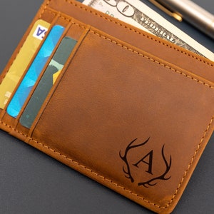 Cartera de cuero personalizada para hombre, regalo para aniversario, graduación, papá, novio, él, esposo, padre, billetera personalizada grabada a mano