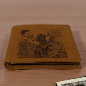 Cartera personalizada con foto grabada para hombre, cartera de cuero para él, regalos para el esposo, cartera con foto, regalos para el Día del Padre, regalos para papá