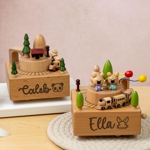 Personalised Wooden Music Box, Custom Wooden Handmade Music Box,Engraved Name Music Box, Baby Shower Gift,Nursery Decor, Train Music Box