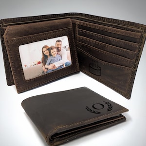 Cartera de cuero personalizada para hombre con identificación, idea de regalo para el día del padre 2025, billetera de cuero personalizada, billetera personalizada, billetera grabada, regalo para prometido