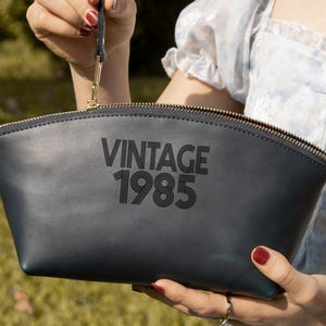 40th Birthday Gift For Woman, Leather Toiletry Bag, Personalized Leather Makeup Bag, Leather Pouch, 40th Women, Any Age, Birthday  Gift