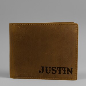 Billetera de cuero personalizada, Billetera con monograma, Billetera de cuero personalizada, Billetera grabada, Regalo de cumpleaños para esposo, Regalo de cumpleaños para novio