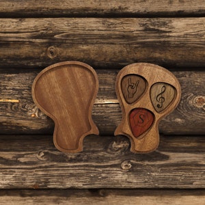 Personalized Guitar Pick Box, Engraved Wood Pick Case, Custom Plectrum Holder, Musician Christmas Gift Wooden Box For Guitar player