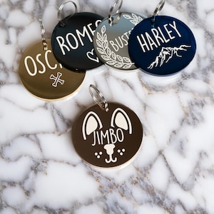 Custom Double-Sided Engraved Pet ID Tag, Silent Collar Accessory for Dogs & Cats, Personalized Name +Numbers Charm, Perfect Dog Mom Gift
