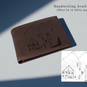 Cartera de cuero personalizada con RFID y grabado de cuero genuino. Regalo de aniversario para nieto, esposo, novio, hombres y padre.