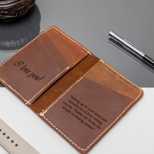 Cartera de cuero fina, para una cita nocturna, personalizada, hecha a mano, regalo de cumpleaños, con monograma.