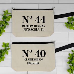 Birthday Celebration Personalized Gift Canvas Makeup Bag Name and State, Personalised Birthday Gift Bags, 40th 50th Birthday Gift, Any Age