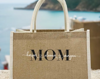 Cadeau personnalisé pour maman, cadeau fête des mères, cadeau d'anniversaire pour elle, sac fourre-tout personnalisé en toile de jute, cadeau maman de sa fille, cadeau d'anniversaire maman