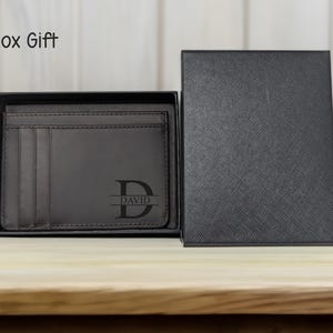 Cartera de cuero RFID personalizada, regalo para el Día del Padre, tarjetero minimalista de cuero, tarjetero para él, regalo para novio, regalo para él