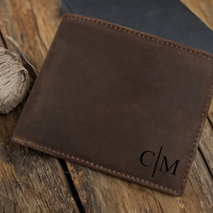 Regalo de aniversario para él, billetera personalizada, billetera para hombre, billetera grabada, billetera de cuero, billetera personalizada, regalo para novio para hombre, regalo para papá