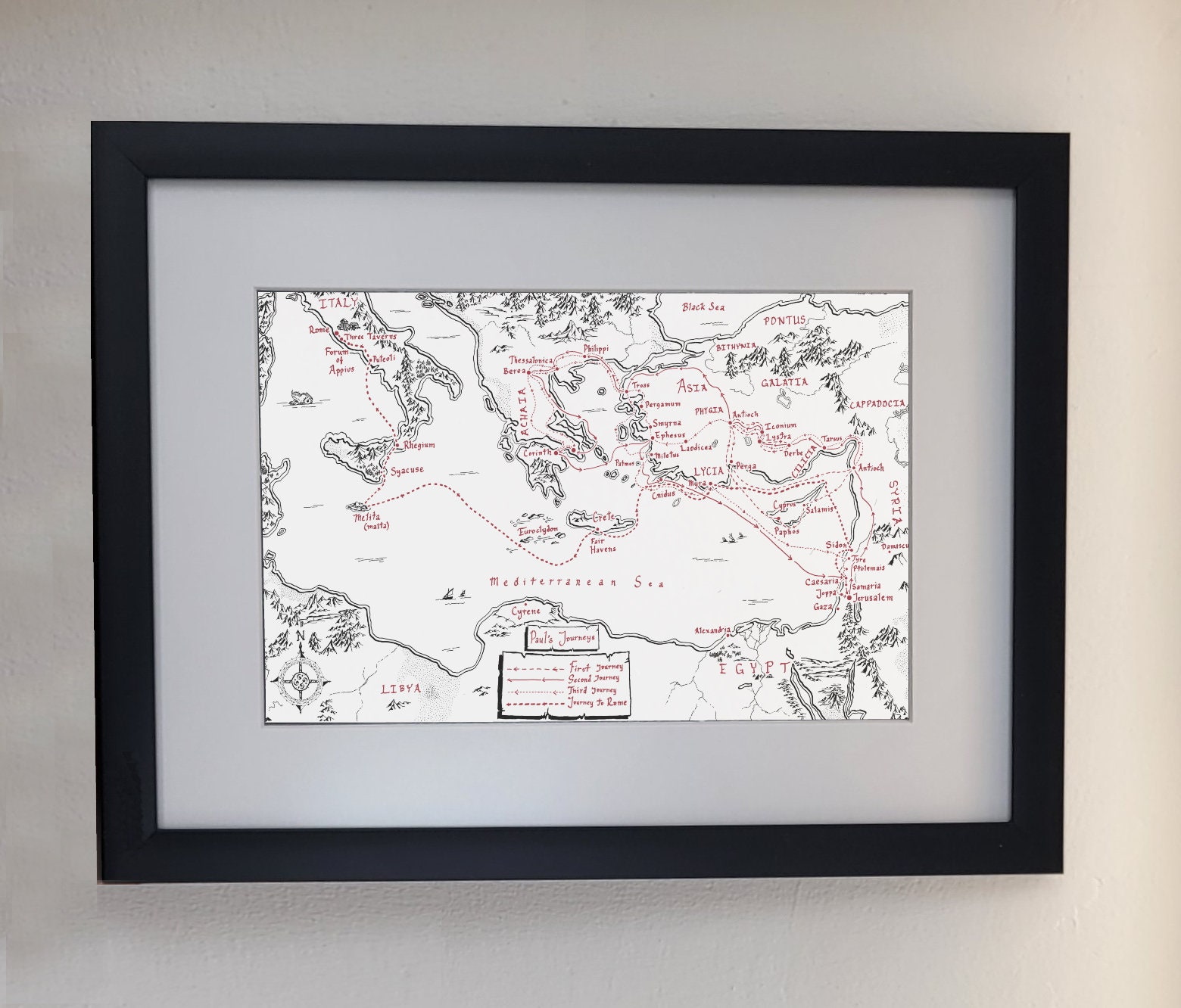 Bible Map in Lord of the Rings Style of Paul's Missionary Journeys ...