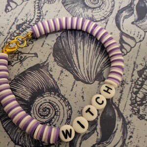 Halloween witch themed purple bracelet