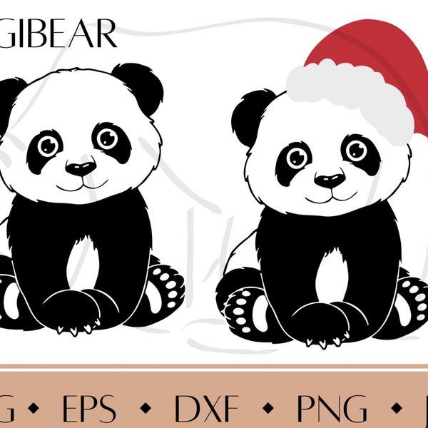 Panda de Noël svg Panda Ours svg Panda Cut Fichier Cricut svg png