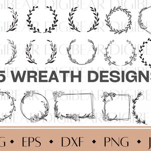 15 wreaths svg,circle monogram svg,flower wreath, digital download, wreath files, direct download,wedding wreath,floral svg,flower wreaths