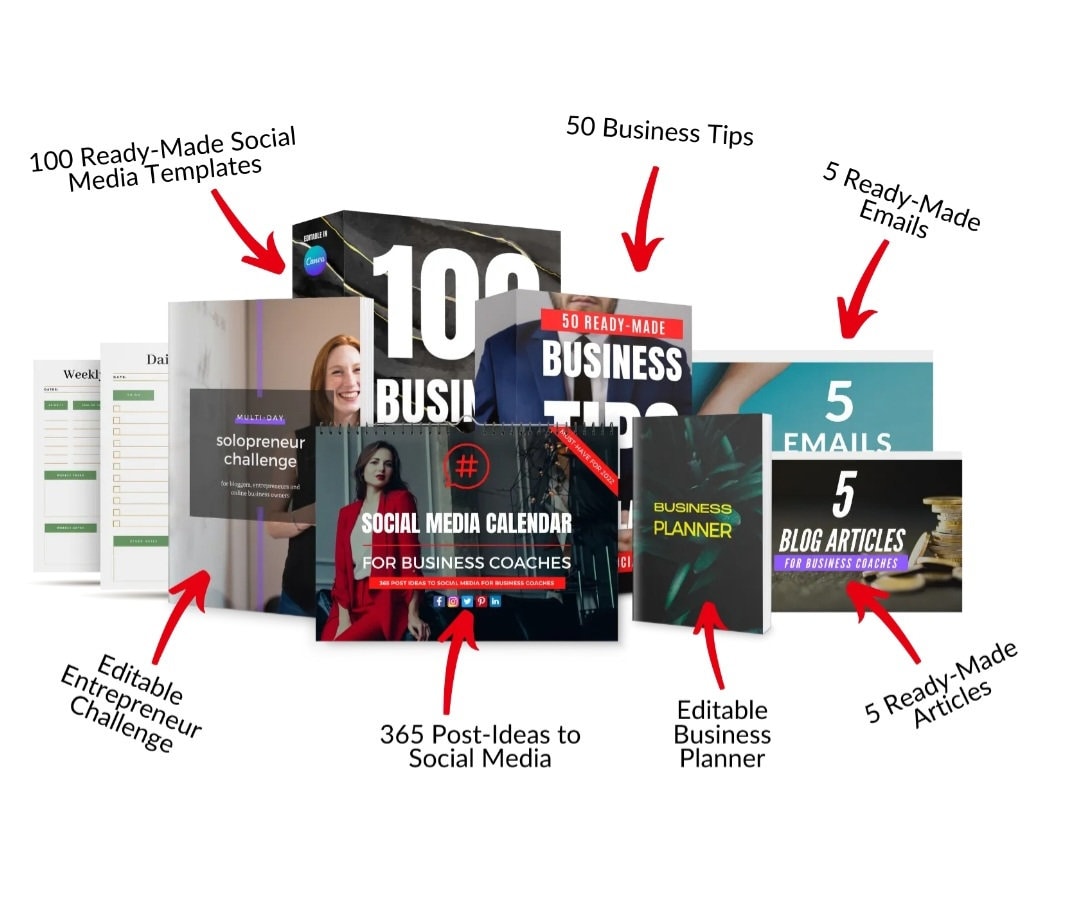 CANVA EDITABLE 100 Business Coach Social Media Templates + Calendars ...