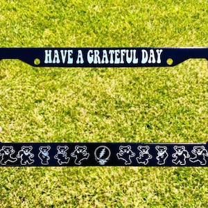 Grateful Dead Dancing Bears Steal Your Face Engraved License Plate Frame