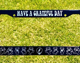 Grateful Dead Dancing Bears Steal Your Face Engraved License Plate Frame