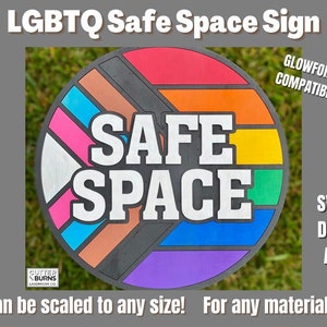Lasergesneden LGBTQ Rainbow Safe Space Sign Gay Pride Wall Decor - SVG DXF Ai - Laserbestand