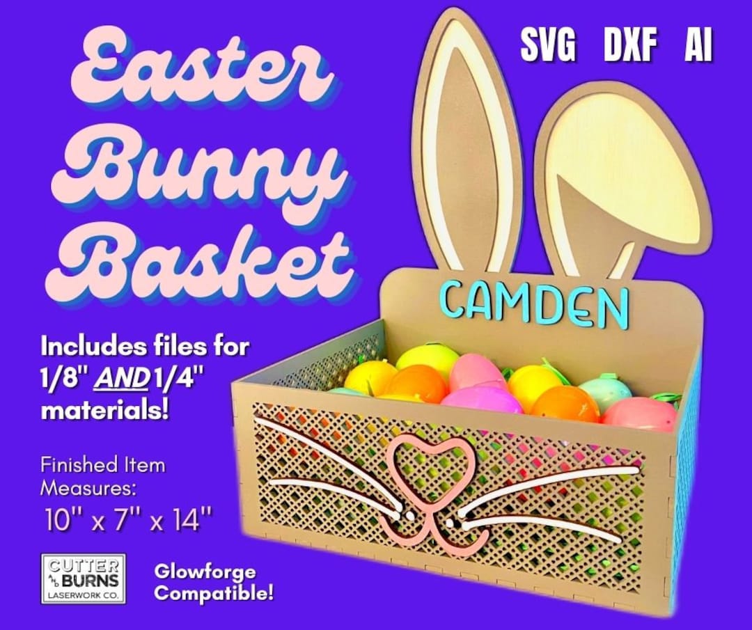 Laser Cut Personalized Easter Bunny Basket SVG DXF AI Laser File Etsy