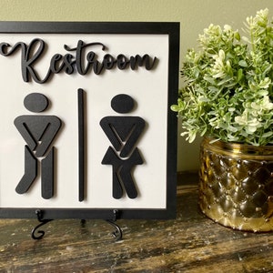 Man Woman Crossed Legs Funny Bathroom Wall Hanging Decor Sign