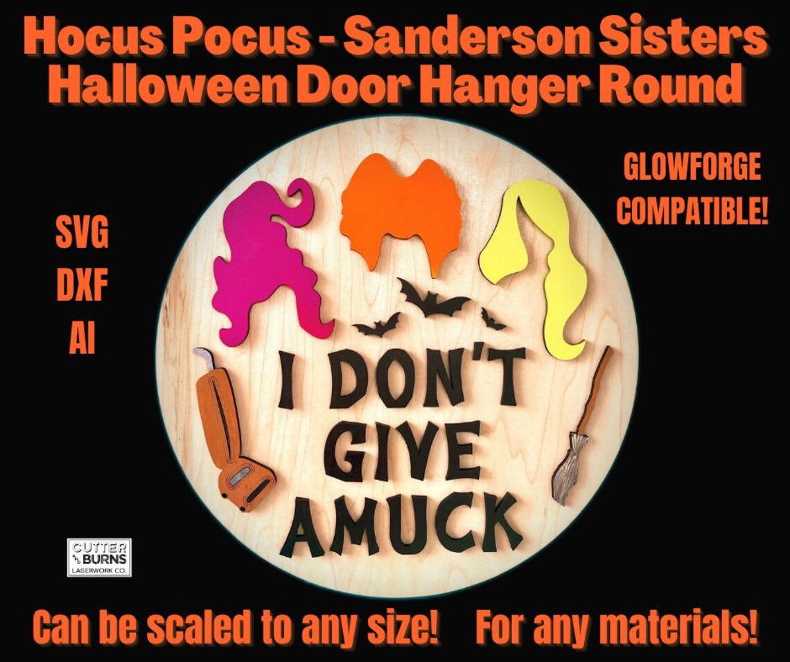 Laser Cut I Don't Give Amuck Round Door Hanger Wall Decor - Halloween ...