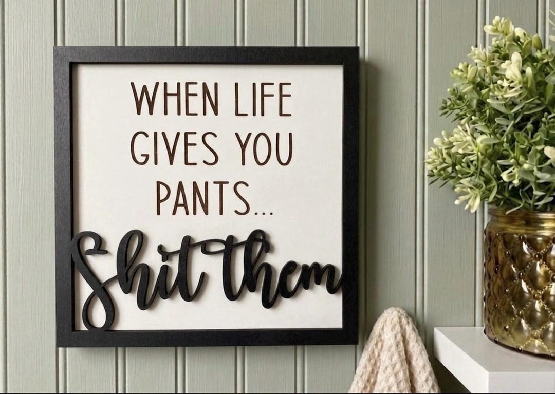 Funny Bathroom Wall Decor - When Life Gives You Pants Laser