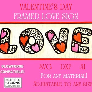Laser Cut Valentine&#39;s Day Love Decor Sign Wall Hanging - SVG DXF AI - Laser File