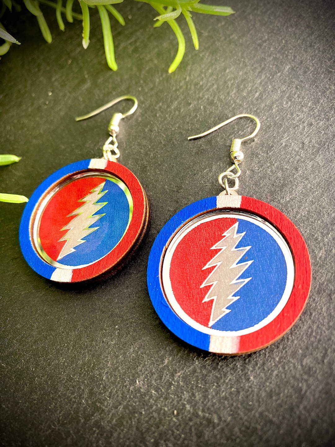 Grateful Dead Lightning Bolt Mirror Dangle Music Concert Band Etsy