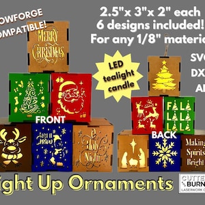 Laser Cut LED Candle Christmas Ornament Light Up Boxes - SVG DXF Ai - Laser File