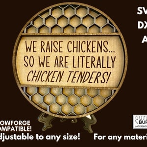 Corte láser Somos Pollo Tenders Casa de granja redonda Alambre de pollo Rústico Signo de país - SVG DXF AI - Archivo láser