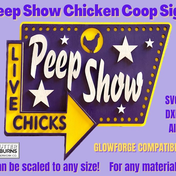 Laser Cut Funny Peep Show Chicken Coop Farm Sign - SVG DXF AI - Archivo digital