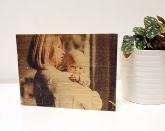 Personalisiertes Fotobild auf Holz, Holzfoto geschenk, natur chrismast Geschenkidee, Bild auf Holz