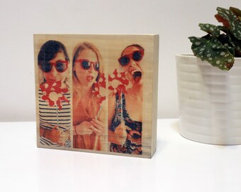 Personalisiertes Fotoshooting auf Holz, Holz foto geschenk, natur chrismast geschenkidee, bild auf holz