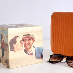 Personalisierter Fotowürfel auf Holz, Fotogeschenk holz, natur chrismast Geschenkidee, Bild auf Holz Bild 3