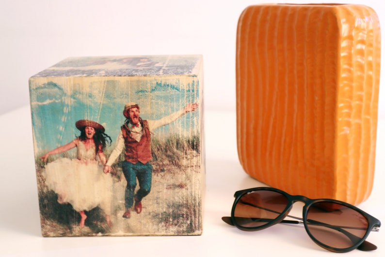 Personalisierter Fotowürfel auf Holz, Fotogeschenk holz, natur chrismast Geschenkidee, Bild auf Holz Bild 5