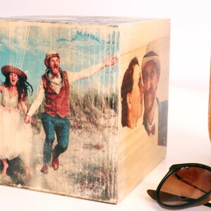Personalisierter Fotowürfel auf Holz, Fotogeschenk holz, natur chrismast Geschenkidee, Bild auf Holz Bild 4