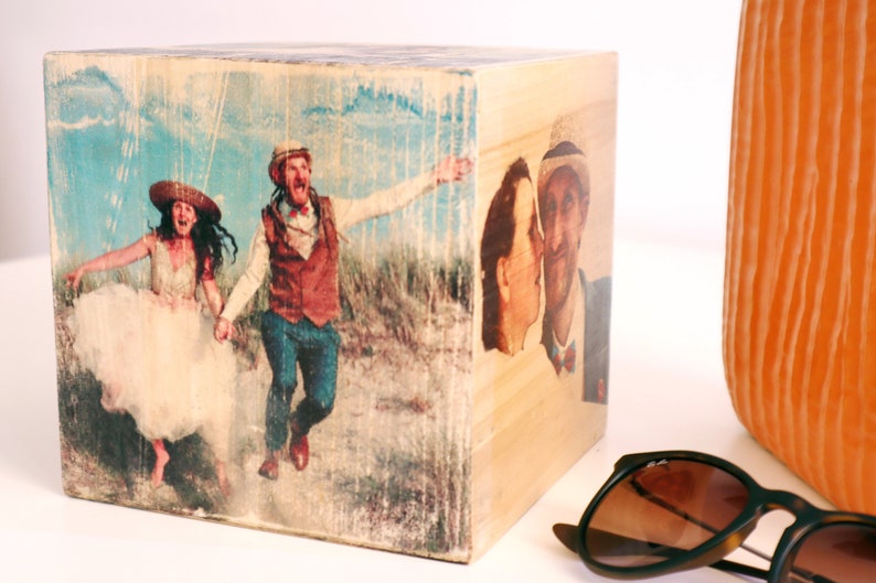 Personalisierter Fotowürfel auf Holz, Fotogeschenk holz, natur chrismast Geschenkidee, Bild auf Holz Bild 4