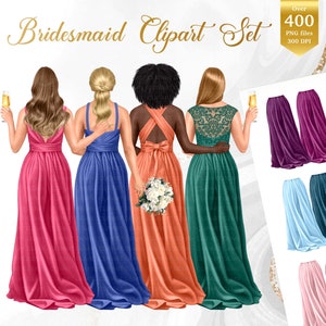 Bridesmaid Clipart PNG, Maid Of Honor Clip Art, Customizable Wedding Clipart For Bridesmaid Proposal, Thank You Gifts, Bachelorette Party