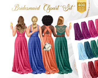 Bridesmaid Clipart PNG, Maid Of Honor Clip Art, Customizable Wedding Clipart For Bridesmaid Proposal, Thank You Gifts, Bachelorette Party