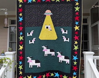 Handmade UFO Cow Abduction Quilt