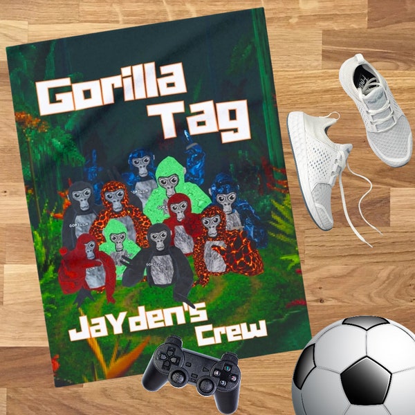 Gorilla Tag Blanket with Custom Name | Birthday Gift for VR Gamers | Gtag Cozy Plush Throw