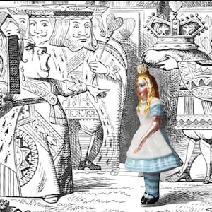 May include: A glass ornament shaped like a young person with long blonde hair, wearing a white dress with a light blue apron and matching striped stockings, featuring a metallic hanging loop at the top of the head for display purposes.