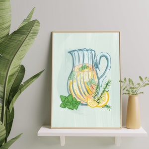 Digital Art Print 'Lemon tea' Kitchen, dining room décor, A4, 8x10, A5