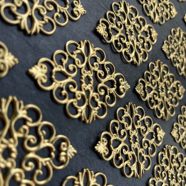10 Brass Filigree sew on findings / millinery / crafting