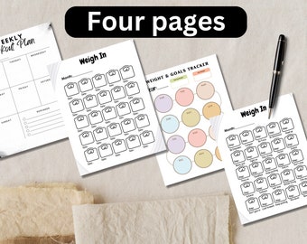 Afdrukbare workoutplanner Gewichtsverliestracker VS/A5 Journaalformaat Pagina Afdrukbare gewichtsverliestracker Workout Exercise Tracker Activiteitenlogboek
