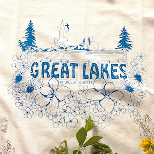 Hand-Printed Great Lakes Shirt, Vintage Souvenir Style