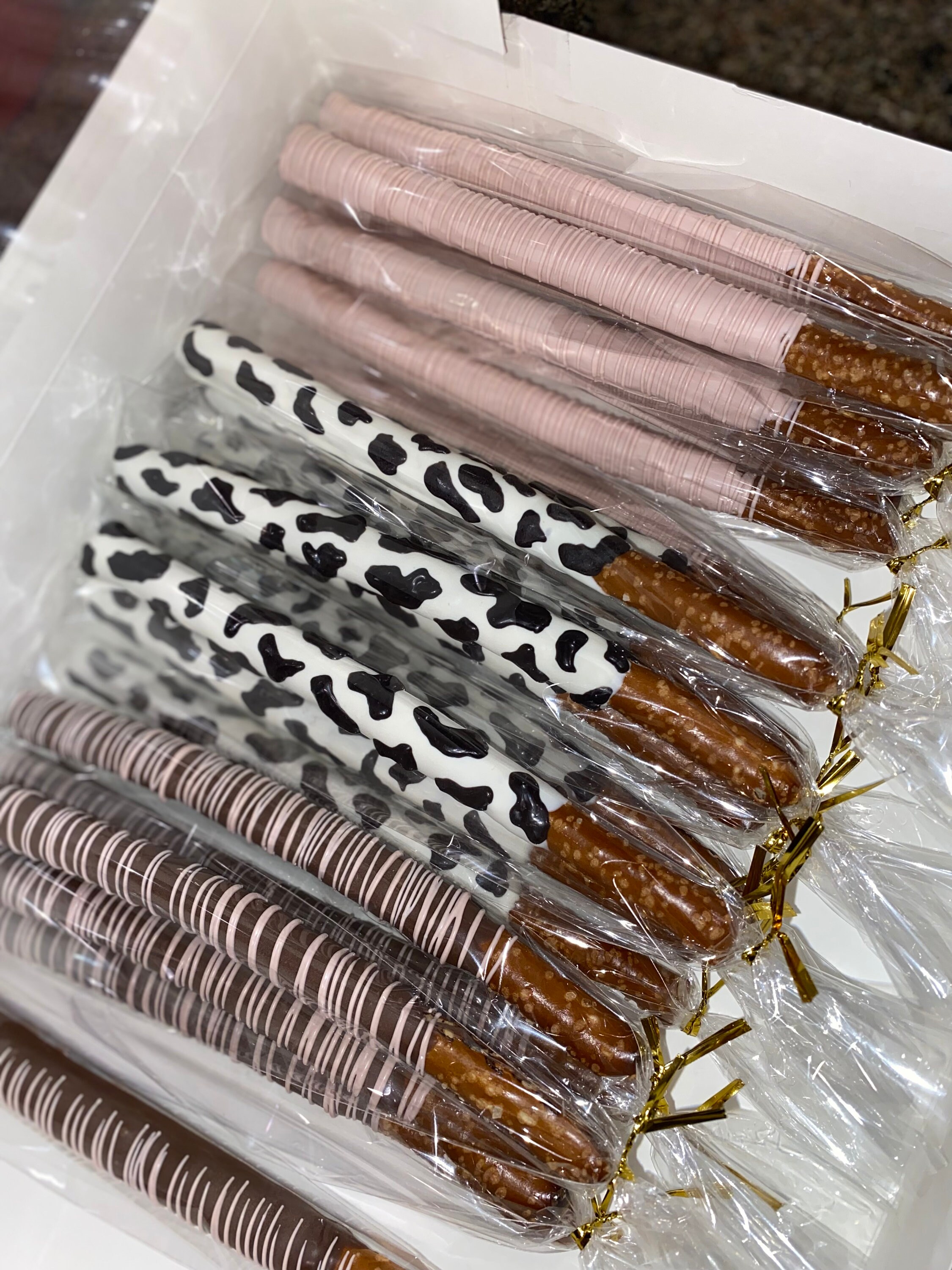 Chocolate Covered Pretzels, Farm Theme Pretzels, Cow Print Chocolate Covered Pretzels Etsy