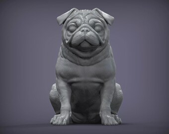 Pug Dog Figurine – 3D Printed Dog Statue