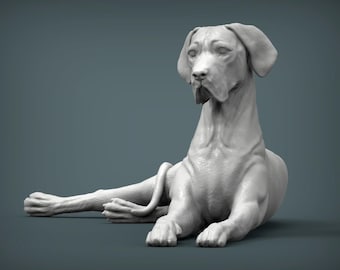 Figura de perro Gran Danés – Estatua impresa en 3D de perro tumbado (2)