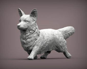 Corgi Dog Figurine – 3D Printed Running Dog Statue (2)